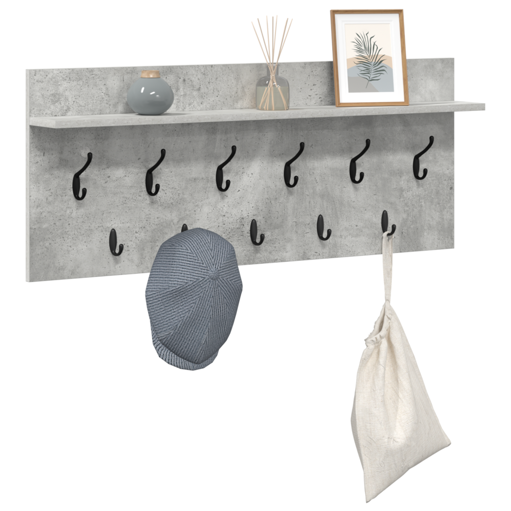 Produktbild för Väggmonterad Klädhängare med hylla Betonggrå 100 x 40 x 12 cm