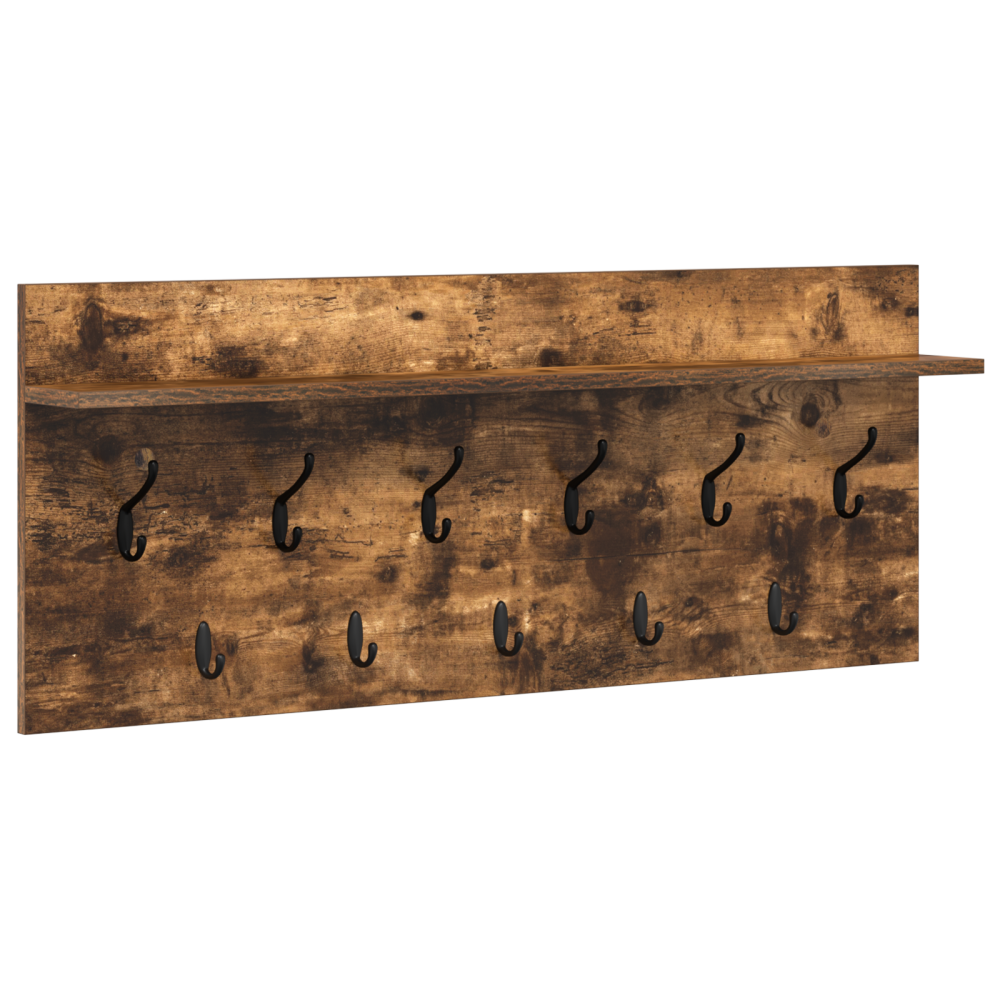 Produktbild för Väggmonterad Klädhängare med hylla Rökt ek 100 x 40 x 12 cm