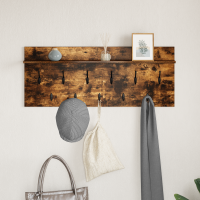 Produktbild för Väggmonterad Klädhängare med hylla Rökt ek 100 x 40 x 12 cm