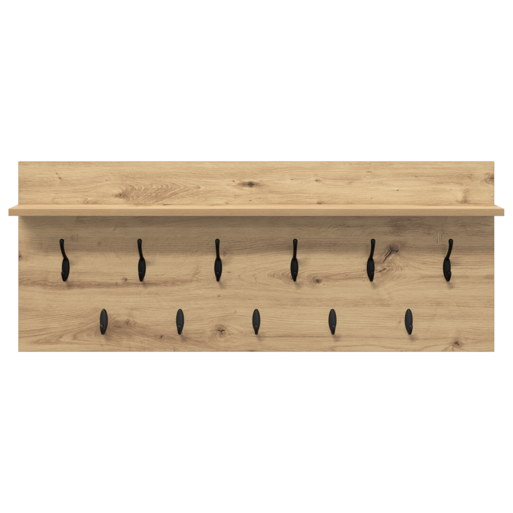 Produktbild för Väggmonterad Klädhängare med hylla Artisan Ek 100 x 40 x 12 cm