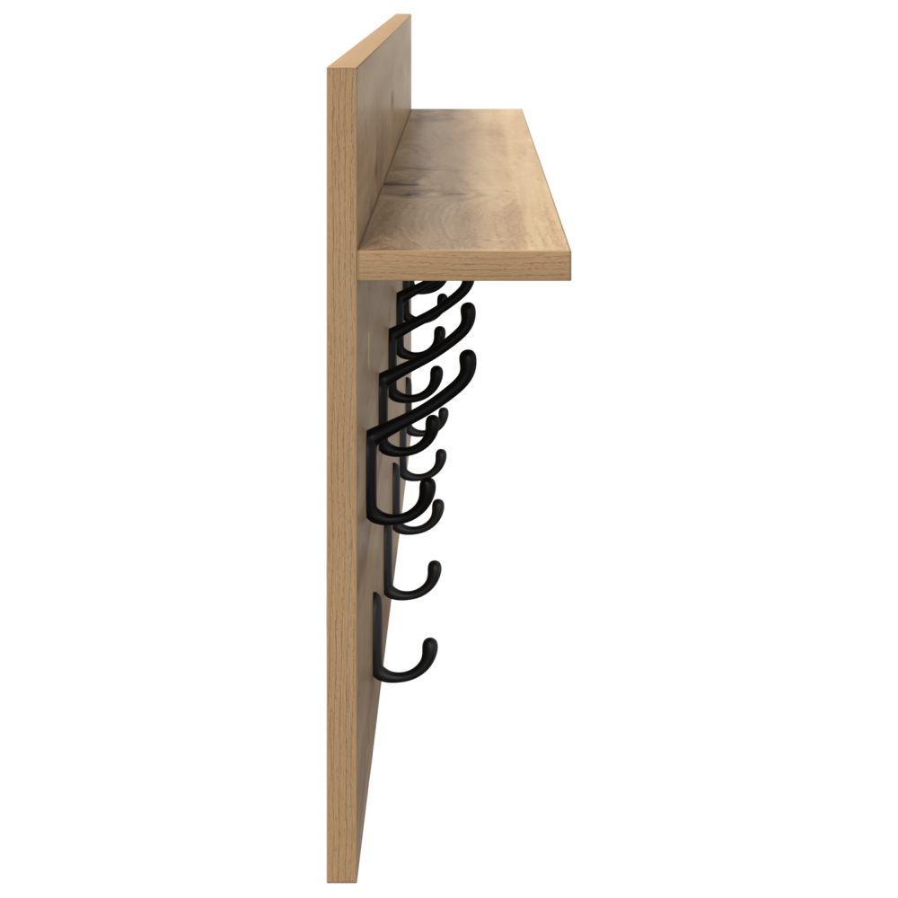 Produktbild för Väggmonterad Klädhängare med hylla Artisan Ek 100 x 40 x 12 cm