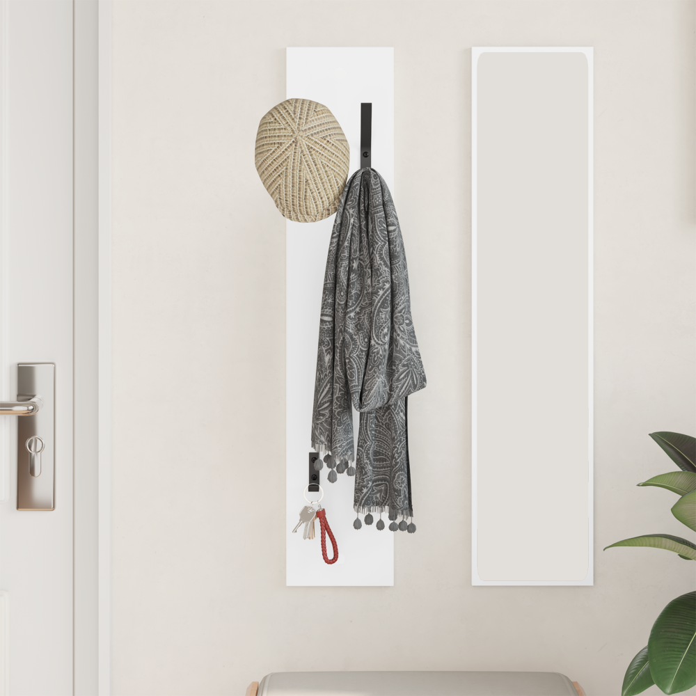 Produktbild för Väggmonterad Klädhängare Vit 20 x 1,5 x 100 cm Konstruerat trä