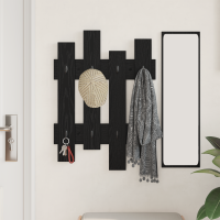 Produktbild för Väggmonterad Klädhängare Väggmonterad Svart Ek 60 x 3 x 82 cm