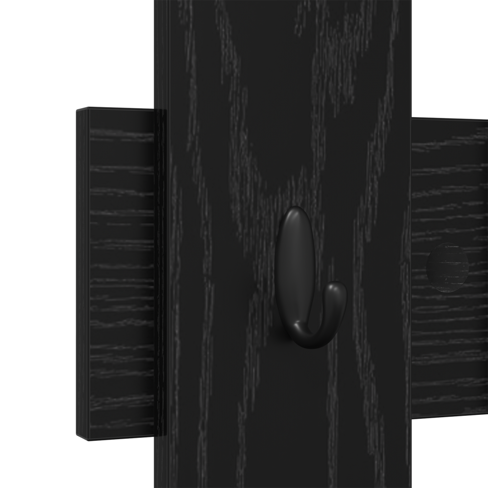 Produktbild för Väggmonterad Klädhängare Väggmonterad Svart Ek 60 x 3 x 82 cm