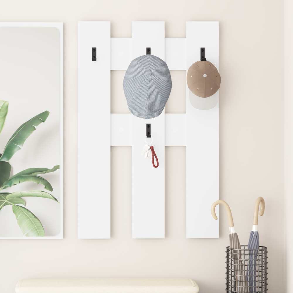 Produktbild för Väggmonterad Klädhängare Vit 65 x 3 x 100 cm Konstruerat trä