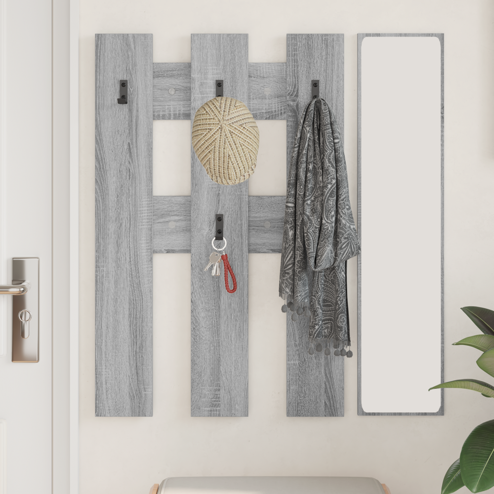 Produktbild för Väggmonterad Klädhängare med lagring Grå Sonoma 65 x 3 x 100 cm