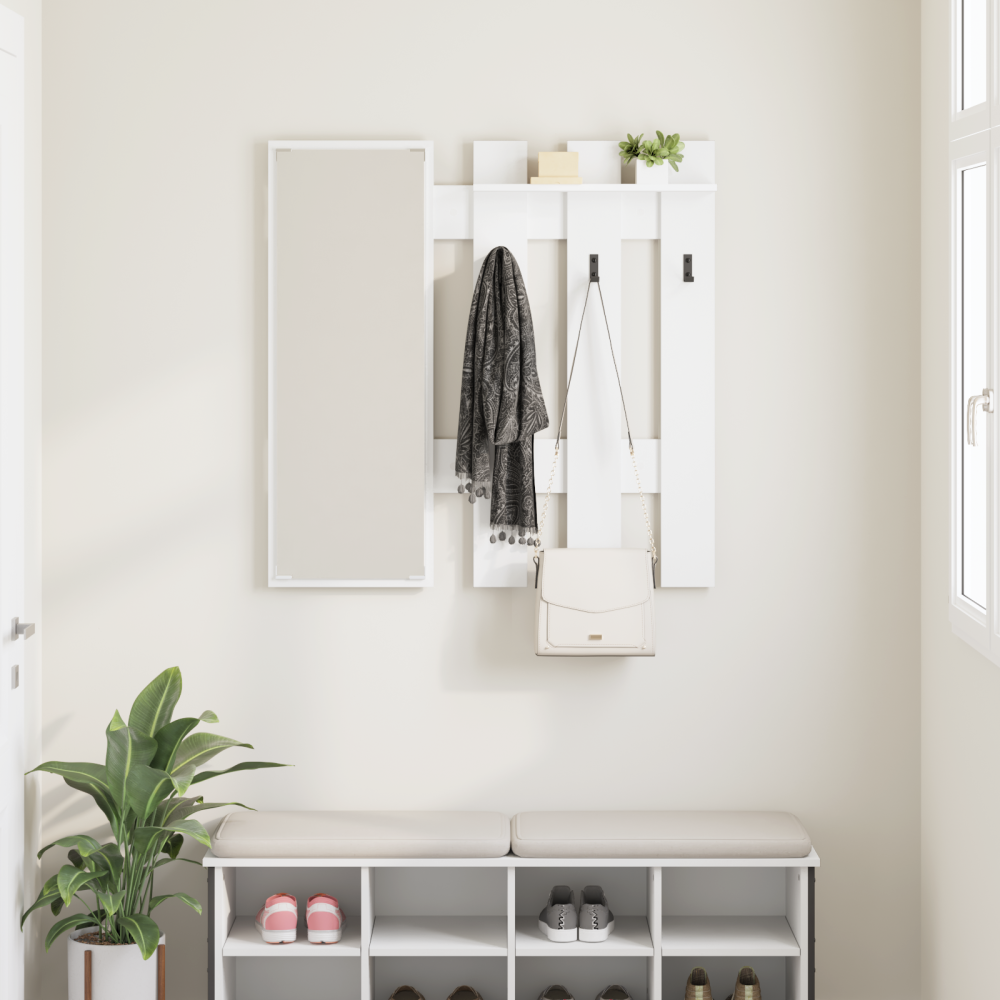 Produktbild för Väggmonterad Klädhängare Vit 100 x 10 x 100 cm Konstruerat trä