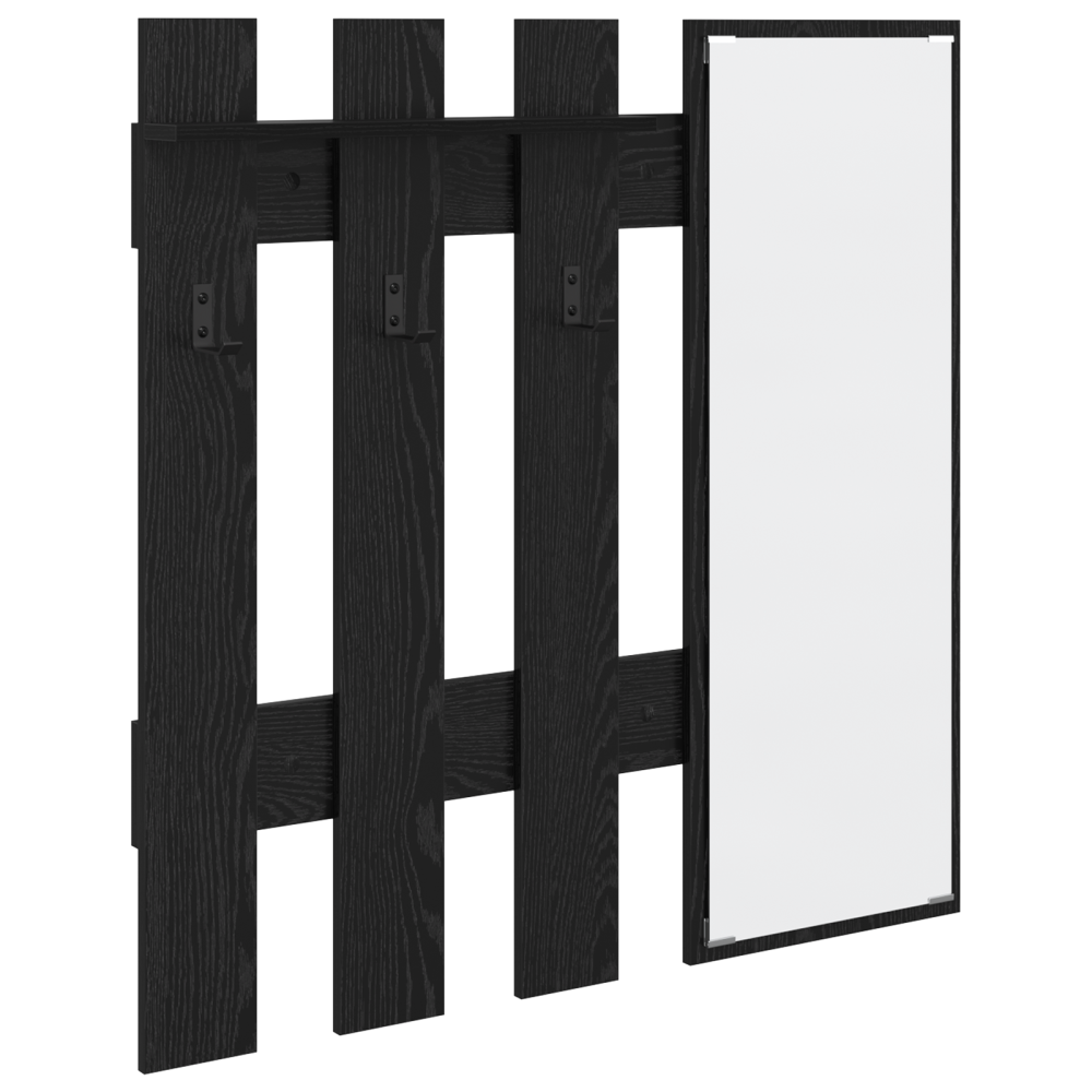 Produktbild för Väggmonterad Klädhängare med lagring Svart Ek 100 x 10 x 100 cm