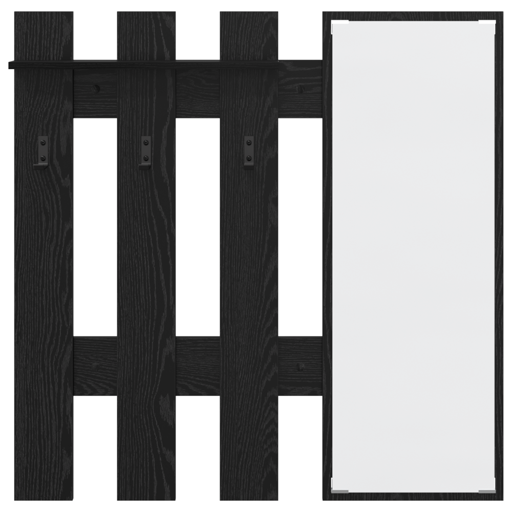Produktbild för Väggmonterad Klädhängare med lagring Svart Ek 100 x 10 x 100 cm