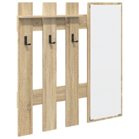 Produktbild för Väggmonterad Klädhängare med spegel Sonoma-ek 100 x 10 x 100 cm