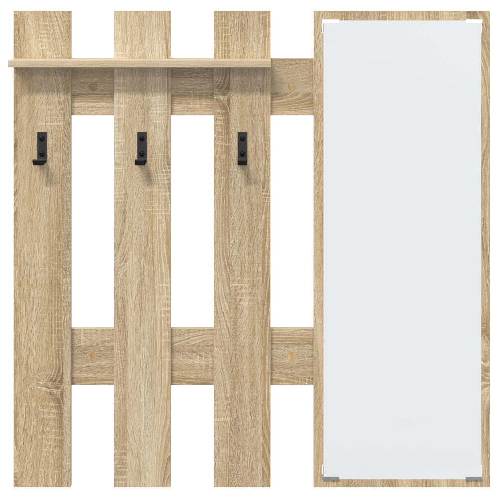 Produktbild för Väggmonterad Klädhängare med spegel Sonoma-ek 100 x 10 x 100 cm