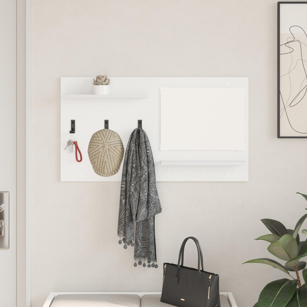 Produktbild för Väggmonterad Klädhängare Vit 90 x 10 x 50 cm Konstruerat trä