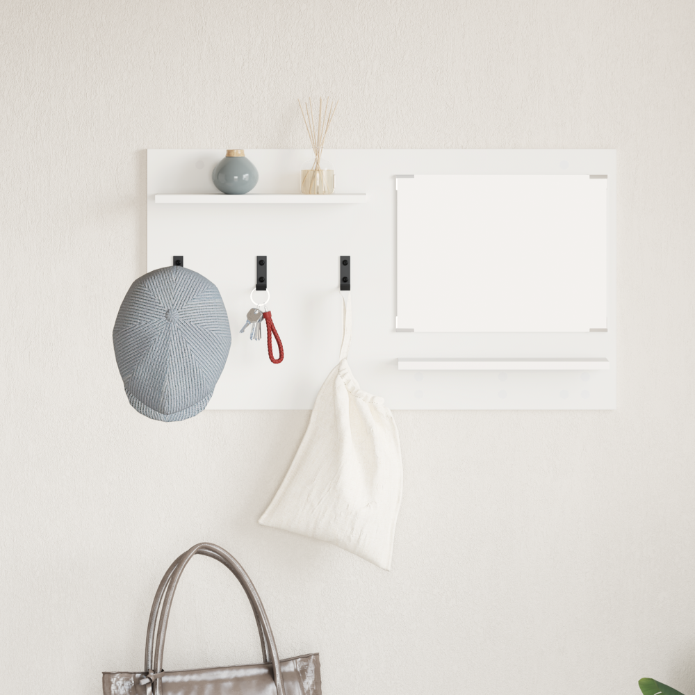 Produktbild för Väggmonterad Klädhängare Vit 90 x 10 x 50 cm Konstruerat trä