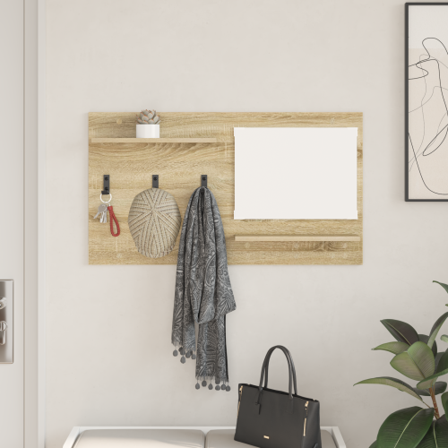 vidaXL Väggmonterad Klädhängare med hylla Sonoma-ek 90 x 10 x 50 cm