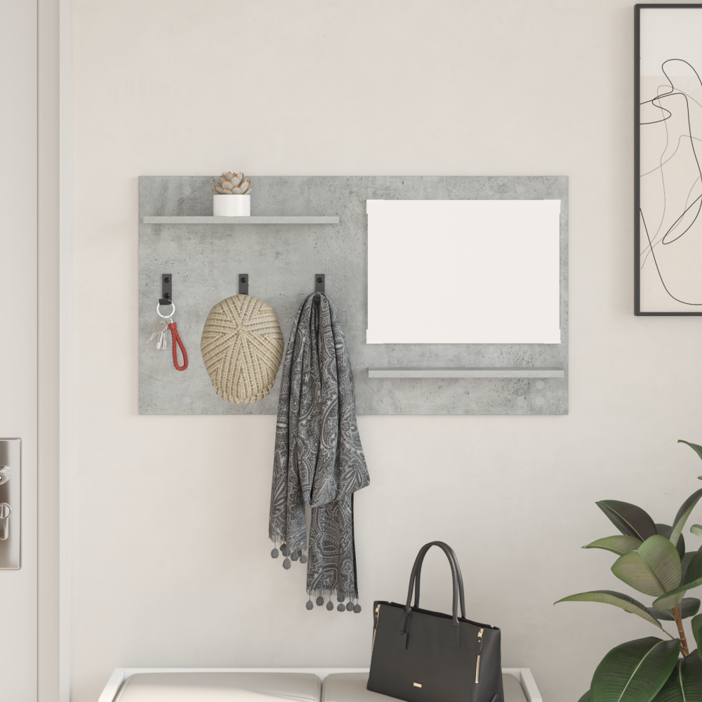 Produktbild för Väggmonterad Klädhängare med hylla Betonggrå 90 x 10 x 50 cm