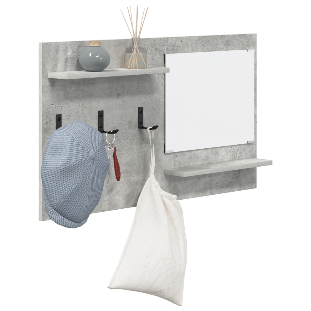 Produktbild för Väggmonterad Klädhängare med hylla Betonggrå 90 x 10 x 50 cm