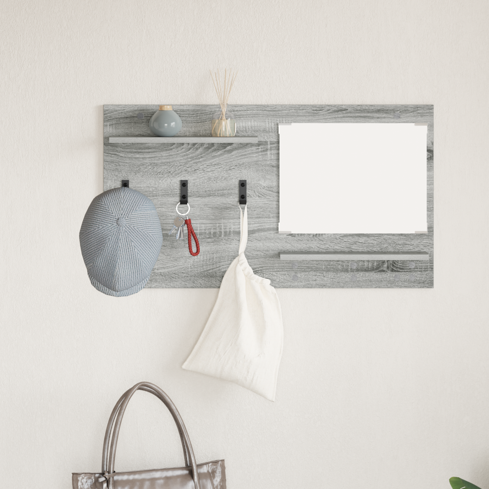 Produktbild för Väggmonterad Klädhängare med hylla Grå Sonoma 90 x 10 x 50 cm
