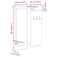 Produktbild för Väggmonterad Klädhängare Vit 70 x 10 x 90 cm Konstruerat trä