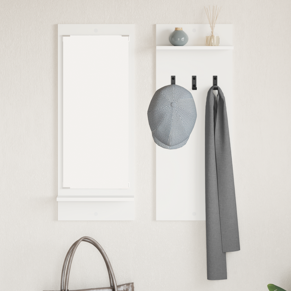 Produktbild för Väggmonterad Klädhängare Vit 70 x 10 x 90 cm Konstruerat trä