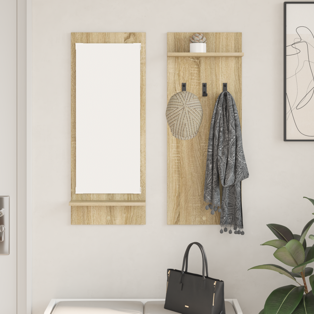 Produktbild för Väggmonterad Klädhängare med hylla Sonoma-ek 70 x 10 x 90 cm