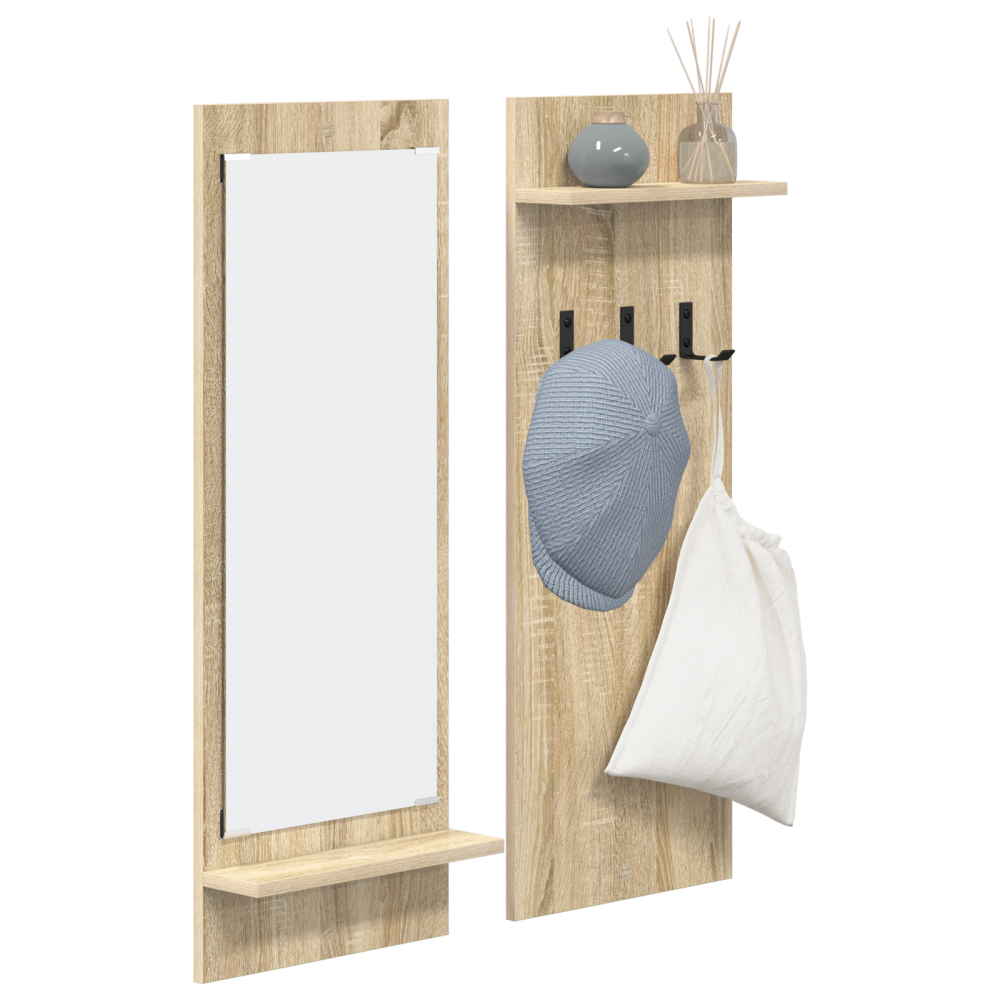 Produktbild för Väggmonterad Klädhängare med hylla Sonoma-ek 70 x 10 x 90 cm