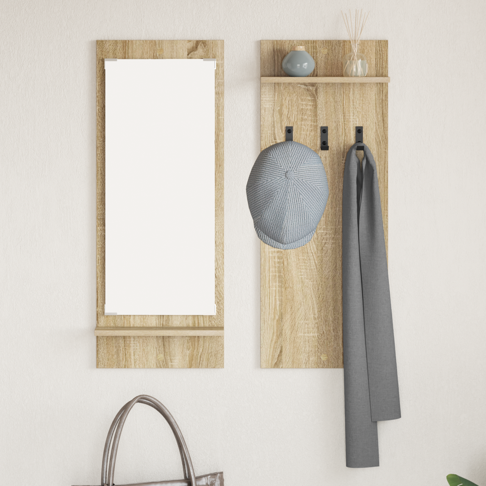 Produktbild för Väggmonterad Klädhängare med hylla Sonoma-ek 70 x 10 x 90 cm