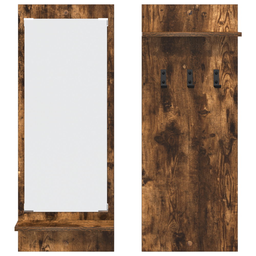 Produktbild för Väggmonterad Klädhängare med hylla Rökt ek 70 x 10 x 90 cm