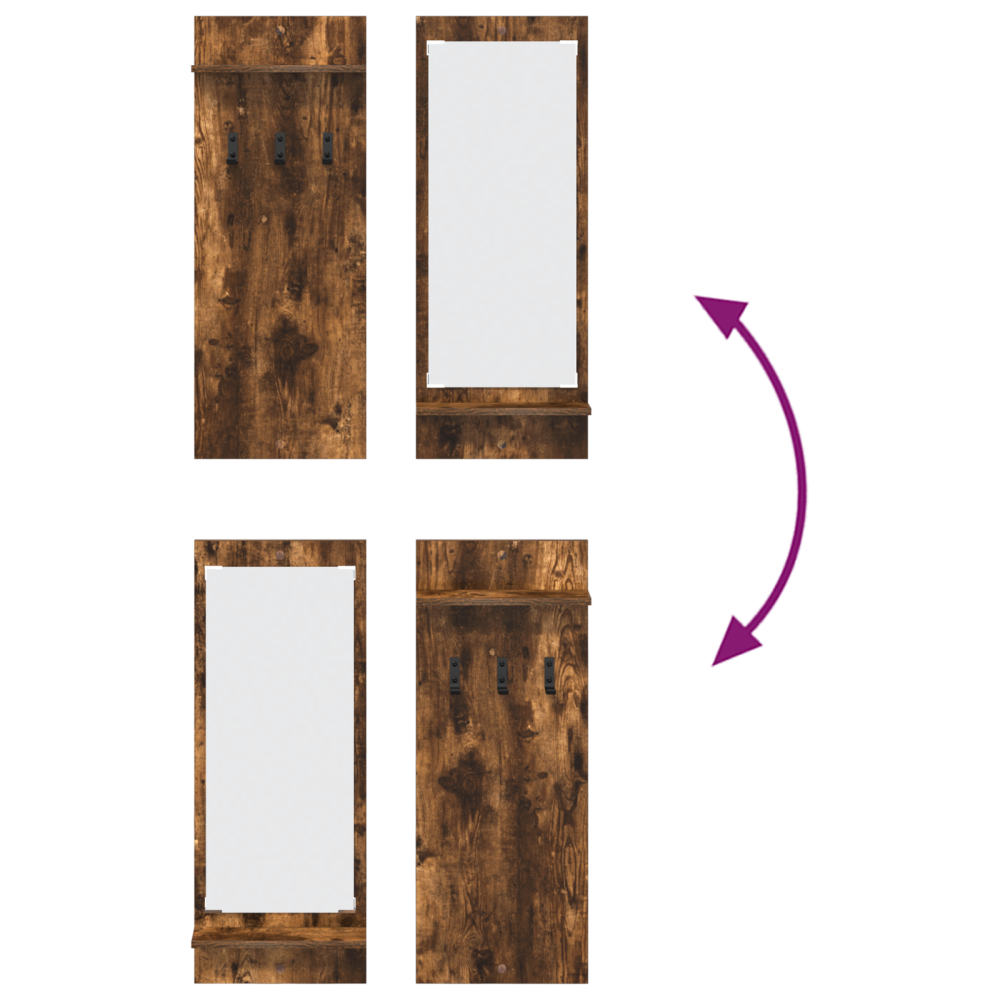 Produktbild för Väggmonterad Klädhängare med hylla Rökt ek 70 x 10 x 90 cm