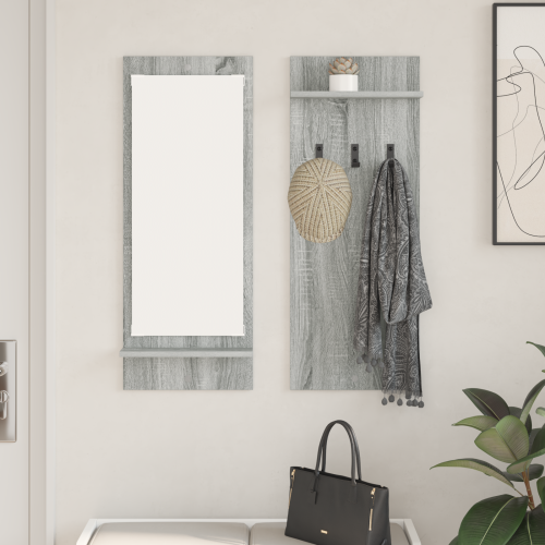 vidaXL Väggmonterad Klädhängare med hylla Grå Sonoma 70 x 10 x 90 cm