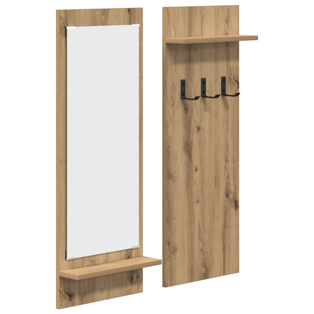 Produktbild för Väggmonterad Klädhängare med hylla Artisan Ek 70 x 10 x 90 cm