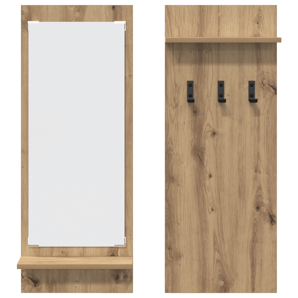 Produktbild för Väggmonterad Klädhängare med hylla Artisan Ek 70 x 10 x 90 cm