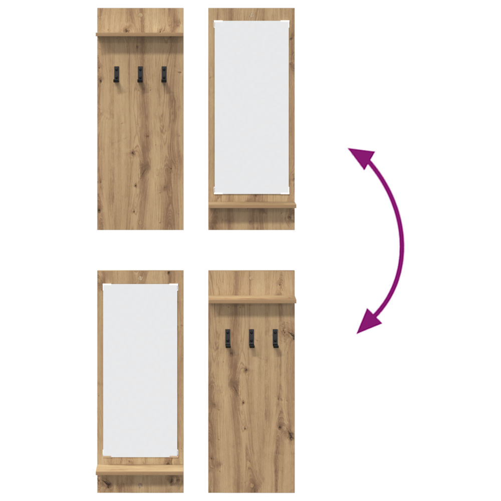 Produktbild för Väggmonterad Klädhängare med hylla Artisan Ek 70 x 10 x 90 cm