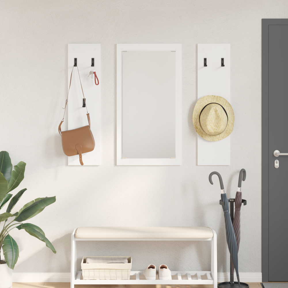 Produktbild för Väggmonterad Klädhängare Vit 96 x 1,5 x 90 cm Konstruerat trä