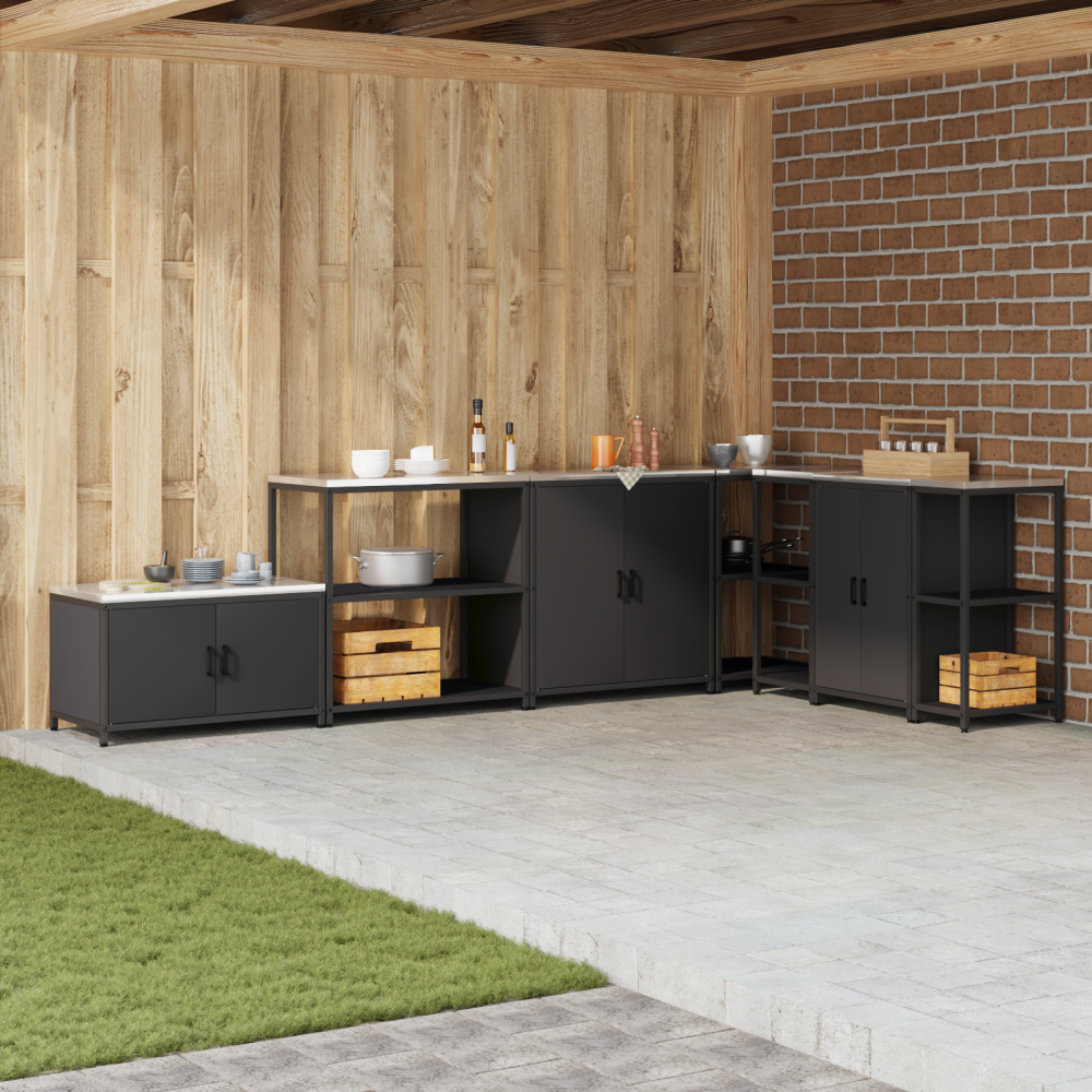 Produktbild för Köksförvaring HATTEM Svart 90 x 50 x 92 cm Stål