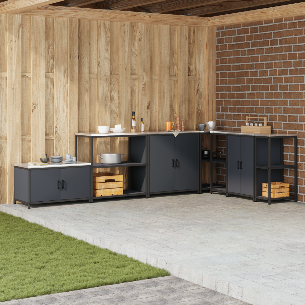 Produktbild för Köksförvaring HATTEM Antracit 90 x 50 x 92 cm Stål