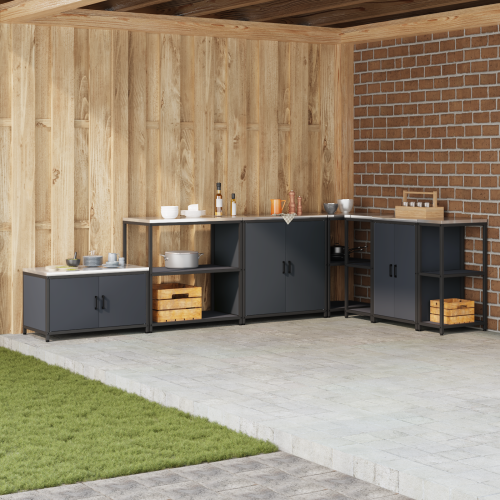 vidaXL Köksförvaring HATTEM Antracit 90 x 50 x 92 cm Stål