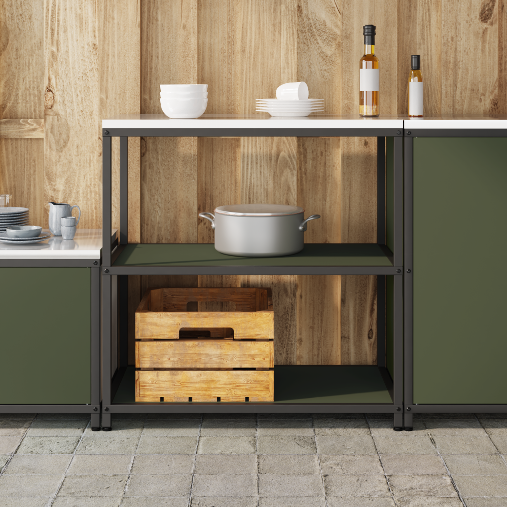 Produktbild för Köksförvaring HATTEM Olivgrön 90 x 50 x 92 cm Stål