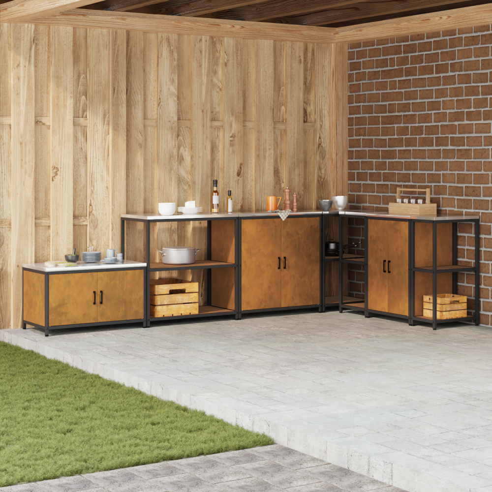 Produktbild för Köksförvaring HATTEM Rostig 90 x 50 x 92 cm Stål