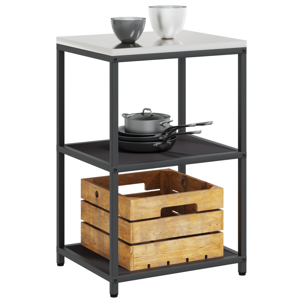 Produktbild för Köksförvaring HATTEM Svart 60 x 50 x 92 cm Stål