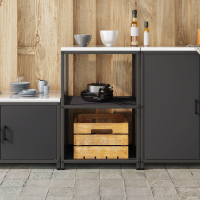 Produktbild för Köksförvaring HATTEM Svart 60 x 50 x 92 cm Stål