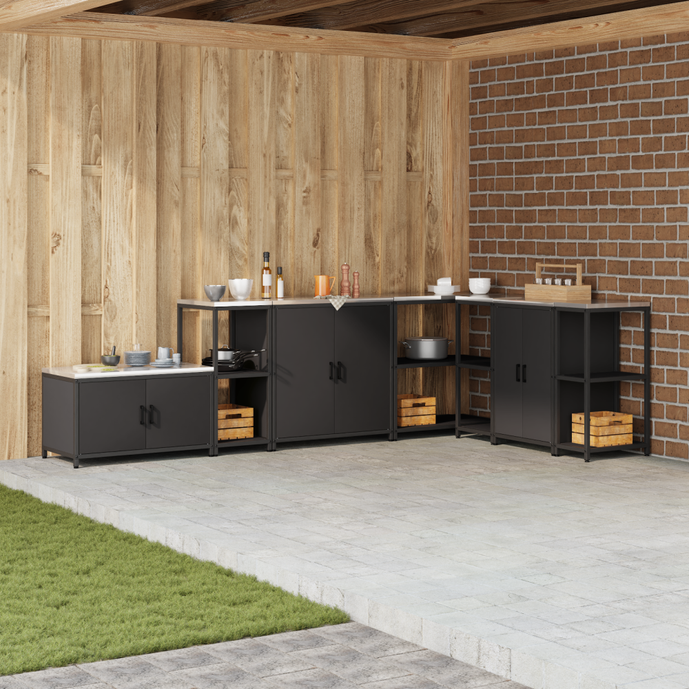 Produktbild för Köksförvaring HATTEM Svart 40 x 50 x 92 cm Stål