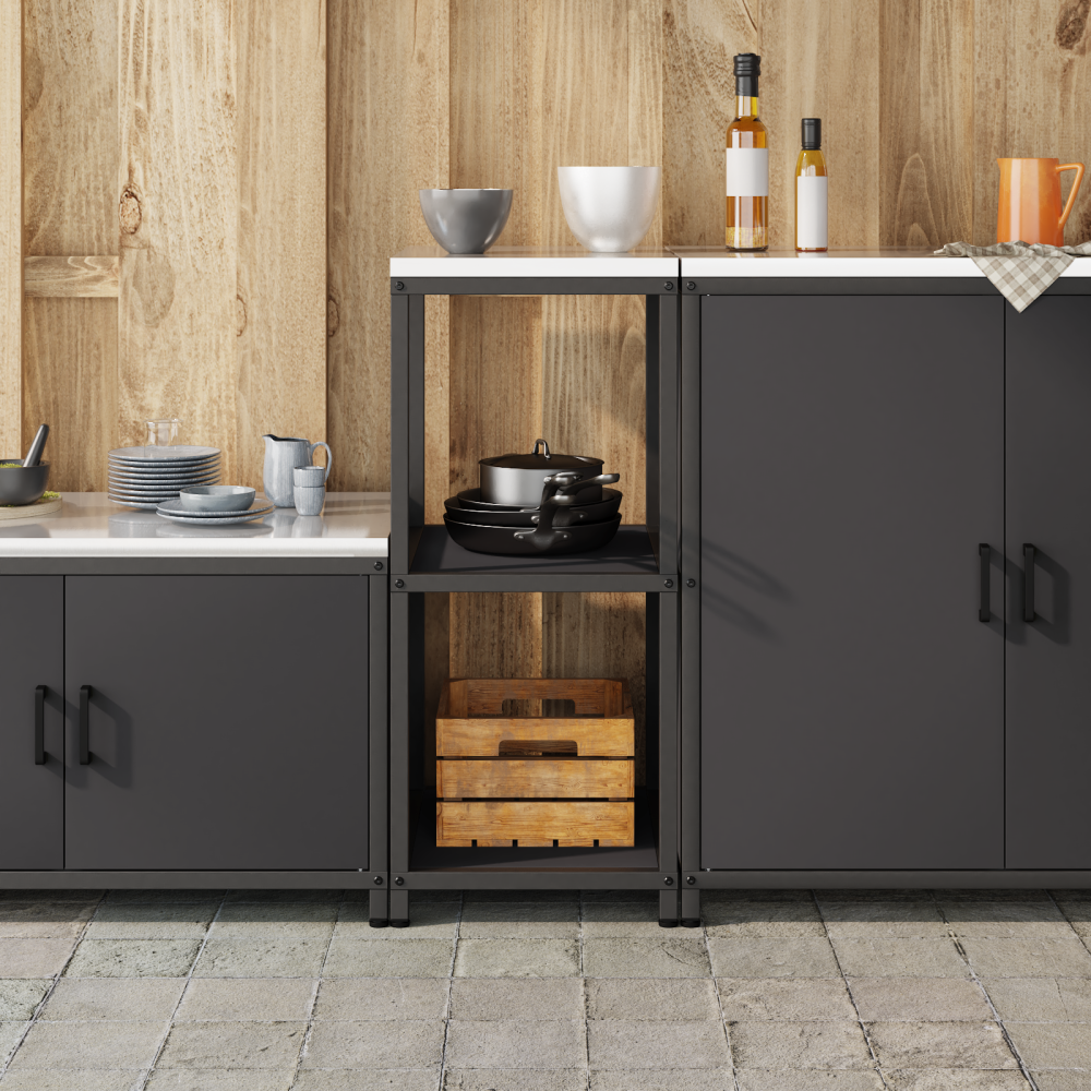 Produktbild för Köksförvaring HATTEM Svart 40 x 50 x 92 cm Stål