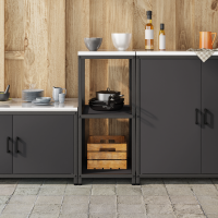 Produktbild för Köksförvaring HATTEM Svart 40 x 50 x 92 cm Stål