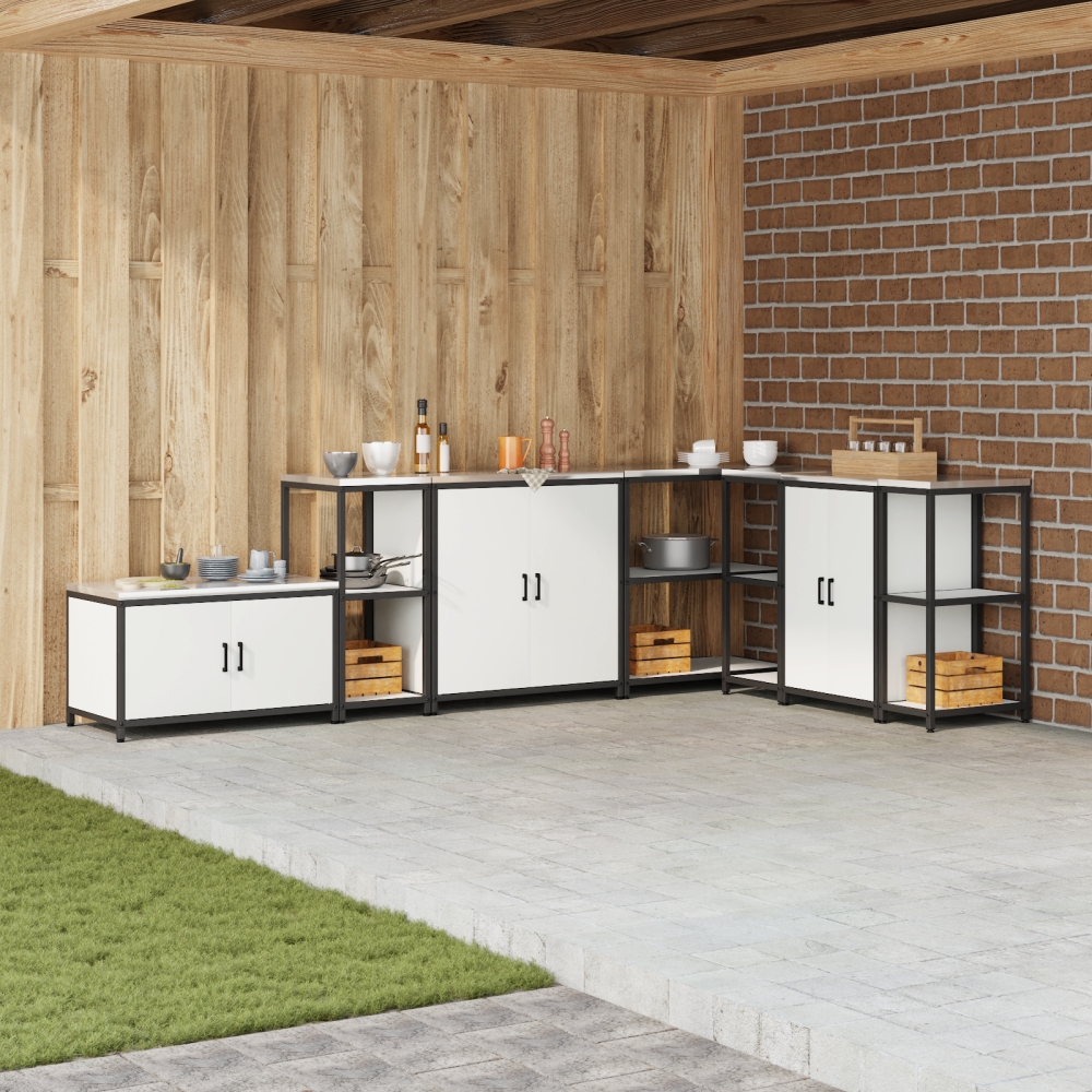 Produktbild för Köksförvaring HATTEM Vit 40 x 50 x 92 cm Stål