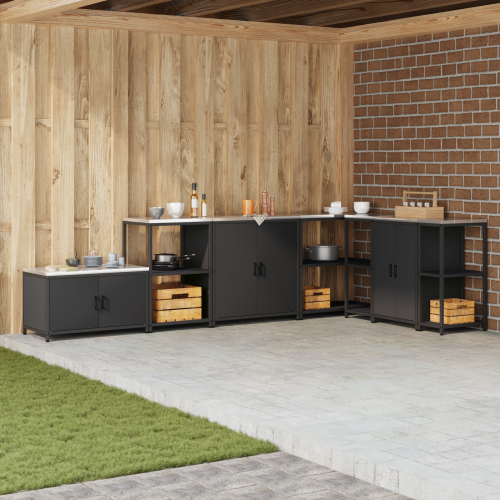 vidaXL Köksförvaring HATTEM Svart 90 x 50 x 92 cm Stål