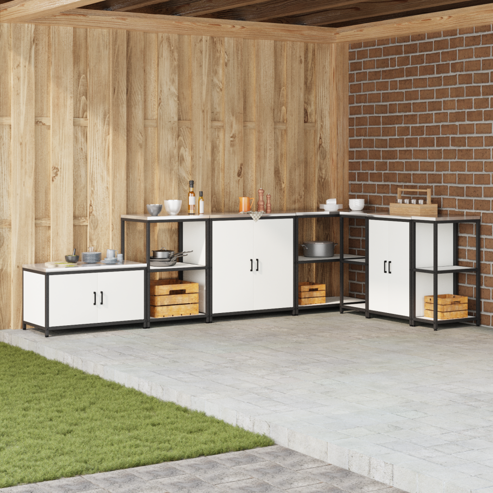 Produktbild för Köksförvaring HATTEM Vit 90 x 50 x 92 cm Stål