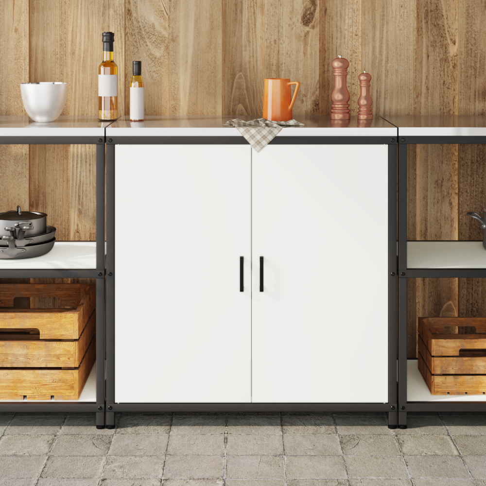 Produktbild för Köksförvaring HATTEM Vit 90 x 50 x 92 cm Stål