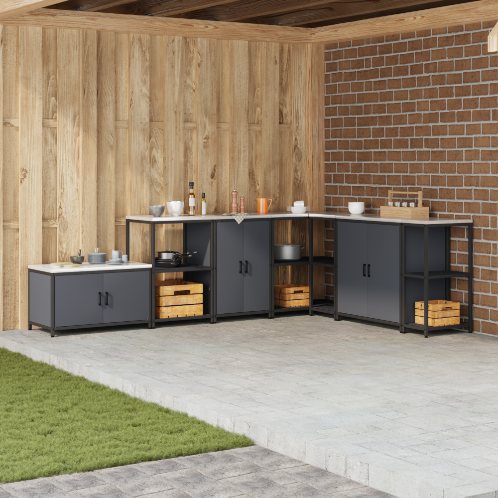 Produktbild för Köksförvaring HATTEM Antracit 60 x 50 x 92 cm Stål