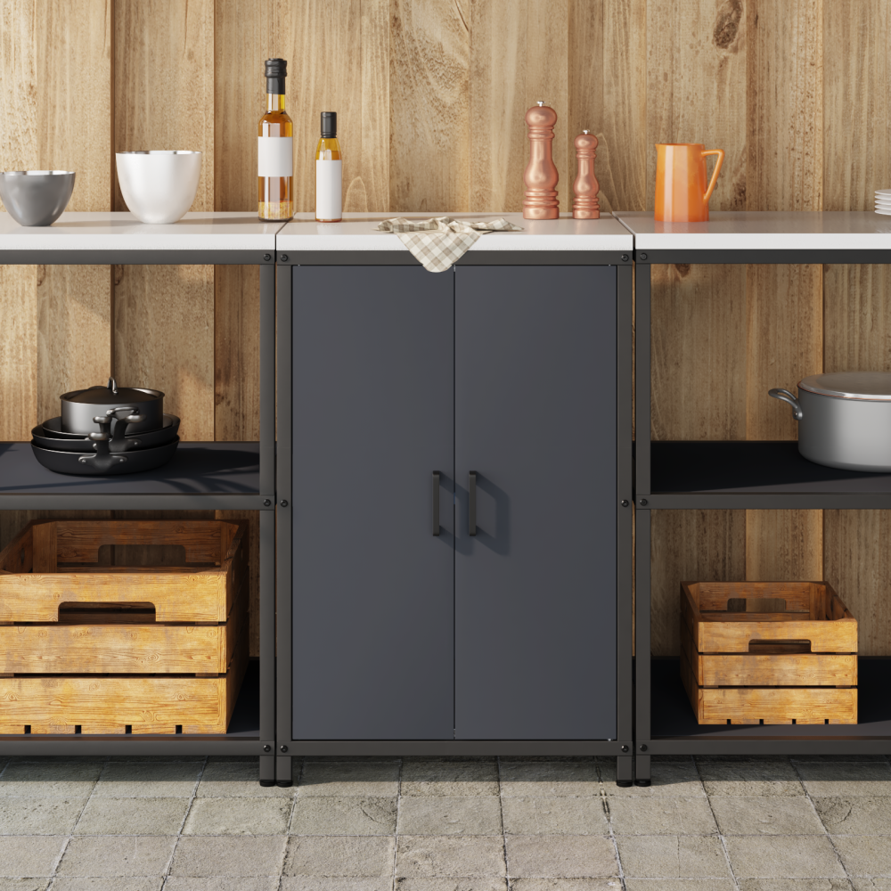 Produktbild för Köksförvaring HATTEM Antracit 60 x 50 x 92 cm Stål