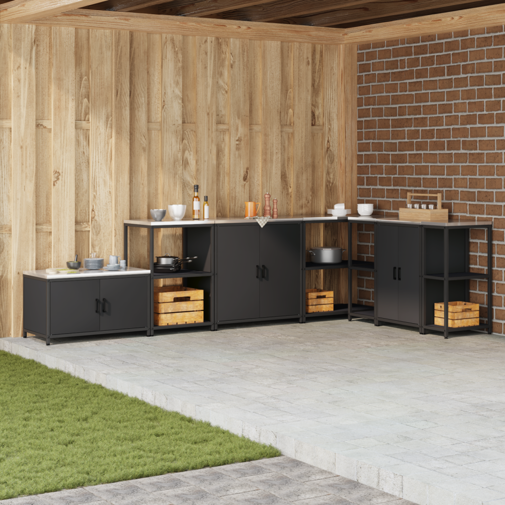 Produktbild för Köksförvaring HATTEM Svart 90 x 50 x 53 cm Stål
